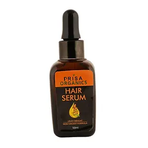 Prisa Organics Hair Serum With Olive Oil & Almond Oil For Silky & Smooth Hair | Tames Frizzy Hair with Biotin for Strong Tangle Free & Frizz-Free Hair | Treat Dryness & Hydrates Straighten | 50 ml