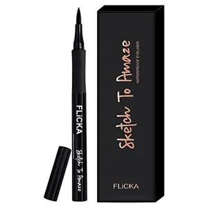 FLiCKA Sketch to Amaze-Waterproof  Long Lasting Smudge Proof Sketch Pen for Girl and Women (Black)