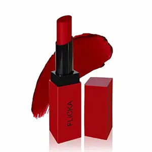FLiCKA Lip Alert Matte Lipstick Shade 02 with SPF |Soft Matte Finish Lip Color 8 Hour Highly Pigmented Lip Hydrating & Moisturizing (FearFul)