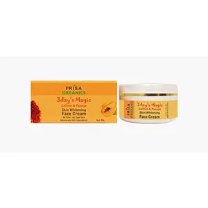 Prisa Organics saffron & Papaya Skin Whitening Face Cream With Hydrating and Radiating Formula | Chemical Free Face Cream For Radiant Glow and Dark Spots (All Type Skin) 50gm |