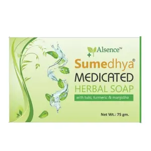 Alsence Sumedhya Medicated Herbal | With tulsiturmeric & Manjishtha | Medicated |Dermatologically Tested|No harmful Chemicals (Natural ) - 75gm (Pack of 2)