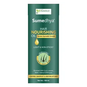 Alsence Sumedhya Ayurvedic Hair Nourishing Oil | With Bhringraj & Hibiscus | Controls Dandruff & Greying of Hair | Light & Non-Sticky (100ml)