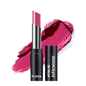 FLiCKA Wear Me Everywhere Creamy Matte Lipstick 3.5 GM Colour - Pink for Womens and Girls - Brand Outlet