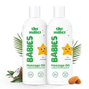 Tiny Mighty Massage oil (200 ml Each*2) 100% Pressed Coconut & Almond Oil Rejuvanate Scalp  (Pack Of 2)