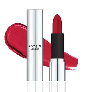 FLiCKA Tomato Red Lipstick for Dry Lips Matte Finish Full Coverage for All Skin Tones - 4gm