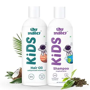 Tiny Mighty Shampoo and Hair Oil 200 ml Each For Sensitive Skin100% Plant Based And Natural Toxin Free Parabens And Sulphates Free