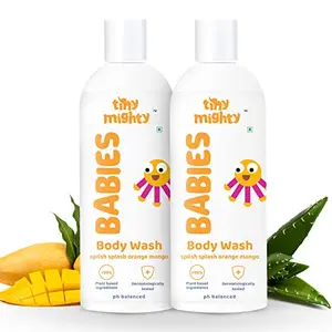Tiny Mighty Body Wash (200 ml Each*2) Tear Free Mango Orange & Aloe Vera Extract Plant Based And Natural Ph balance Dermatologically Tested (Pack Of 2)