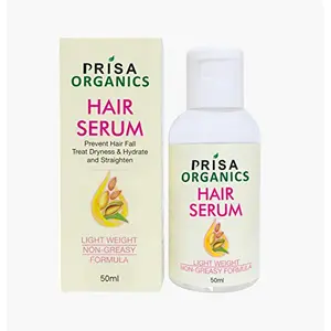Prisa Organics Hair Serum for Dry & Rough Hair | For 24 Hour Frizz-free Smoothness | With Argan Oil & Vitamin E| Natural Ingredients moisture the Scalp