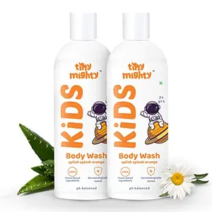 Tiny Mighty Body Wash (200 ml Each*2) Tear Free Orange Fragrance Plant Based And Natural Ph balance Dermatologically Tested (Pack Of 2)