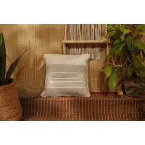 Vanchai Stripped Organic Cotton Cushion cover (16" x 16")