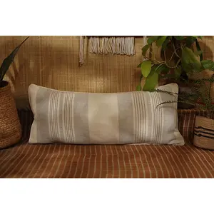 Vanchai Stripped Organic Cotton Cushion cover (14" x 34")