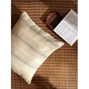 Vanchai Stripped Organic Cotton Cushion cover (18" x 18")