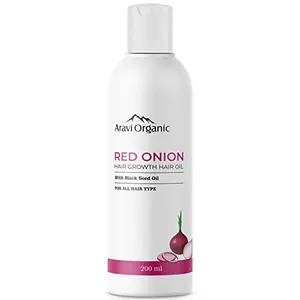 Aravi Organic Onion Black Seed Hair Oil - 200 ml | Onion Hair Oil For Hair Growth & Natural Hair Care | Onion Oil For Hair growth For Women