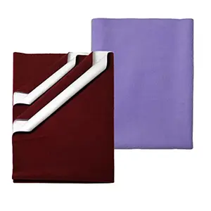 BabyButtons /Dry Sheet Washable Waterproof Bed Protector/Skin Friendly (Medium 70 cm X 100 cm Maroon & Violet)- Pack of 2