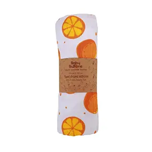 BabyButtons Tutti Frutti Edition-Organic Muslin Cotton Cute Print swaddle Wrap for (Orange 120 X 120 cm)