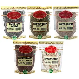 Miltop Healthy Seeds Pack 1.25 Kg(Healthy Seeds Combo of Chia Seeds Sunflower Seeds Flax Seeds Pumpkin Seeds Quinoa Seeds)