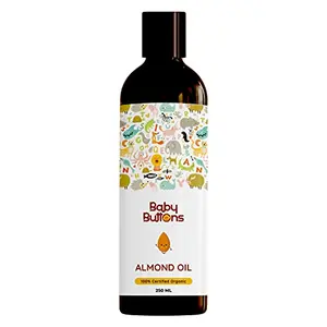 BabyButtons Sweet Almond Oil |100% Pure USDA Certified Organic  | For All Types of Hair and Skin (No Paraben & No Mineral Oils)-250 ml