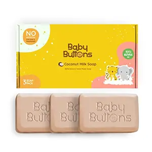 BabyButtons Coconut Milk | 100% Natural Hand Made | Skin Friendly | Paraben & Alcohol Free (Pack of 3 100 gm Each)