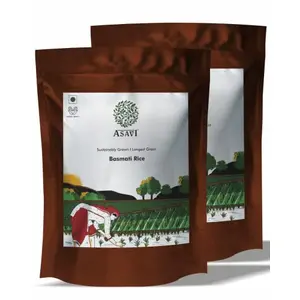 Asavi Long Grain Basmati I Perfect Biryani Rice I Sustainably Grown Basmati I No Chemical (500gm X 2)