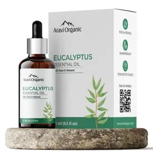 Aravi Organic Nilgiri Eucalyptus Oil for & for Steam Inhalation - 15 ml | 100% Pure & Natural Eucalyptus Essential Oil for Steam Hair & Diffuser | Undiluted Natural Aromatherapy Therapeutic Grade