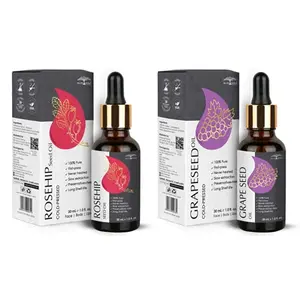 All Naturals 100% Pure Rosehip and Grapeseed Oil Combo (30ML Each) For Hair Skin & Face