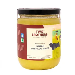 Two Brothers Organic Farms - Organic Buffalo Ghee (500ml) | Aromatic Flavor | Traditional Hand-Churned Bufflao Ghee | Farm-fresh Quality Natural & Pure | Ayurvedic Goodness | High-quality buffalo ghee for Cooking