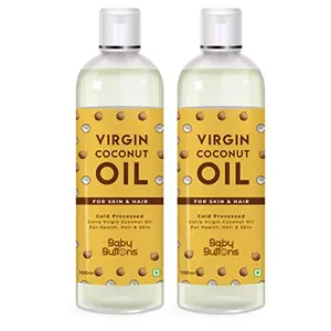 BabyButtons Extra Virgin Coconut Oil For Hair Body Massage Processed From Coconut Milk (100 ml Pack of 2)