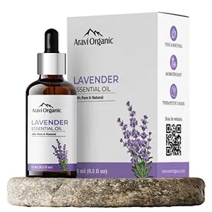 Aravi Organic Lavender Essential Oil - 15 ml | Undiluted Natural Aromatherapy Therapeutic Grade | Healthier Skin and Hair - Calming Bath or Massage for Restful Sleep