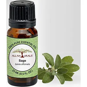 ALL NATURALS Sage Essential Oil 15ml (Kashmir) 100% Pure Undiluted for Aromatherapy Positivity & Clear Breathing