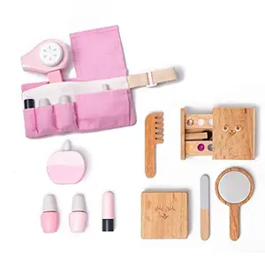 NESTA TOYS Wooden Makeup Toy | Girls Salon Playset | Beauty Salon Play Set with Vanity and Accessories (12 Pcs)