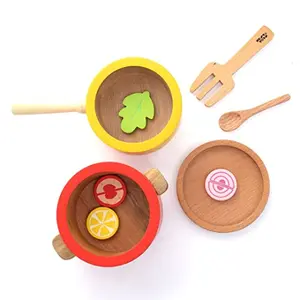 NESTA TOYS - Wooden Pot and Pan Pretend Play Kitchen Set (9 Pcs) | Cooking Toys for Ages 3+