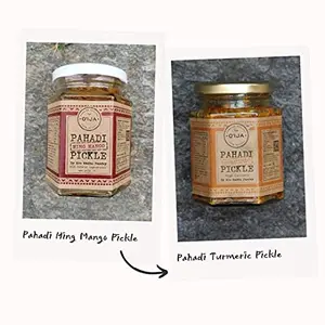 O'lja Pahadi Hing Mango Pickle and Pahadi Turmeric Pickle 100% Natural Pack of 2