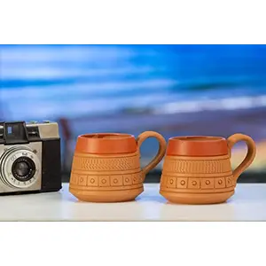 Karru Krafft Handcrafted Terracotta Cone Design Microwave Safe Coffee Mug for Home Usable Cafeteria Usable Tabelware Corporate Gifting160 ml (Set of 2)