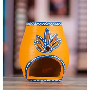 Karru Krafft Handcrafted Terracotta Aroma Diffuser/ Holder/ Kapoor Burner for Home Fragrance Pooja Decor Festive Decor Diwali Decor Home Decor Festive Gifting (ORANGE)