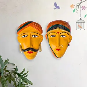 Karru Krafft Pair of Terracotta Wall Hanging /Indian Tribes Fancy Cover of Delightful Multi-colored Ideal For Home Decoration or Gifting Purpose (11.2 x 7.5 cm)
