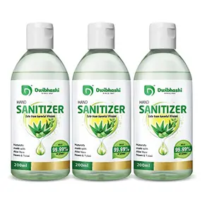 Dwibhashi Sanitizer Gel 600 ML | Kills 99.9% Germs (Pack of 3)