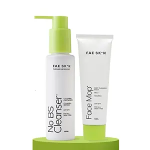 FAE Beauty Cleansing Duo | Combo of Make-up Removing Cleansing Balm & Water Based Cleanser | Face Mop & No BS Cleanser | 2-step double cleansing routine | Remove Makeup & Gentley Cleanse