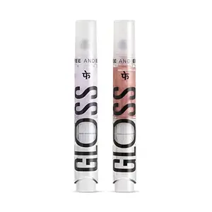 FAE Beauty 2 Gloss Combo | Rose Gold and Unicorn Shimmer Non Sticky Lip Gloss| With Clickable Roller Ball Pen | For All Skin tones | Enriched with Passionfruit oil