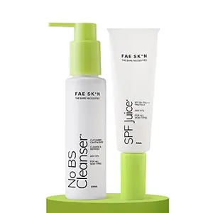 Fae Beauty Daily Morning Face Care Combo with Face Cleanser & SPF 50+ | Gentle Face Wash & Light No White Cast SPF | Broad Spectrum UVA & UVB Protection | For All Skin Types
