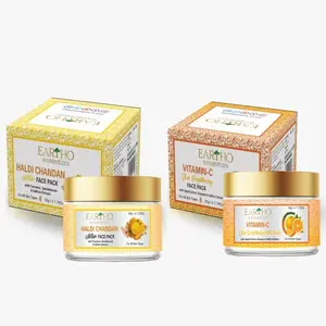 Eartho Essential Haldi Chandan Ubtan Face Pack with Turmeric Sandalwood & Saffron Extract 50g And Vitamin C Pack