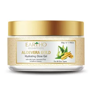 Eartho Essential Aloevera Gold Hydrating Glow Gel With 24k Gold Aloevera pulp & saffron extract 50g