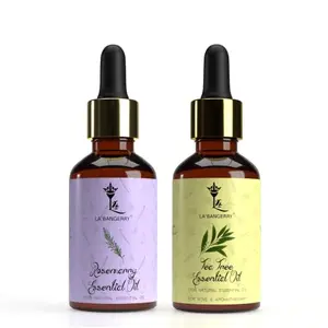 LA'BANGERRY Aromatherapy Essential Oils - Essential Oil Pack with 100% Pure Relaxing Essential Oils - Combo Pack Rosemarry And Tea Tree Essential Oil For Skin Face & Hair humidifier  natural essential oil diffuser oil Aroma Oil (30 ml Each)