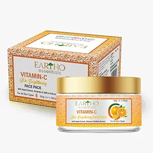Eartho Essential Vitamin C Skin Brightening Face Pack with Apple Extract Aloevera & Saffron Extract 50g