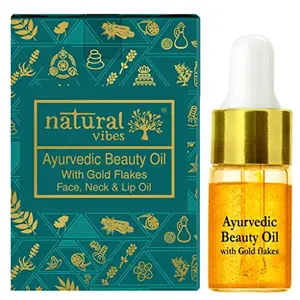 Natural Vibes Beauty Face Oil With Gold Flakes | Elixir For Intense Glow Brightening & Hydration | Skin Clarifying | Dark Spot & Under Eye Corrector | 15 ml
