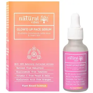 Natural Vibes Glow 'd Up Face Serum | With 100% Plant Based Niacinamide Vitamin C Retinol & Hyaluronic Acid | For Clear Bright Skin | Glow | Hydrate | Anti Ageing | 30 ml | For Men & Women