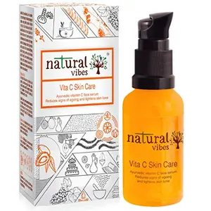 Natural Vibes Vitamin C Face Serum | Glow | Skin Brightening | Removes Dark Spots & Sun Tan | Fine Lines & Wrinkles | Ayurvedic & Vegan | 30 ml | For Men & Women | All Skin Types