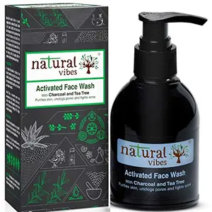 Natural Vibes |  & Tea Tree Face Wash | For Blemishes| Oil Control | Clear Bright Skin | Dirt & Tan Removal |No Paraben & Sulphate | Ayurvedic & Vegan | 150 ml | For Men & Women | All Skin Types