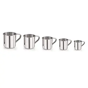 Dynore Stainless Steel Multipurpose Steel Mugs for Home Set of 5