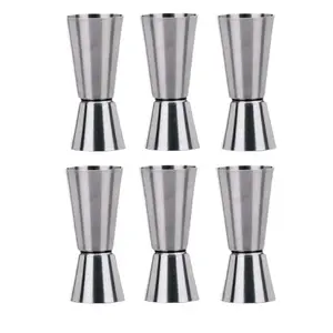 Dynore Stainless Steel Double Sided Tall Peg & Whisky Measure Set of 6-30 & 60 ml
