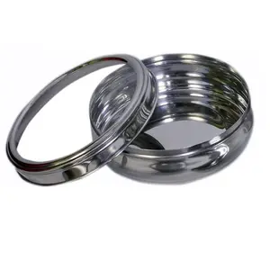 Dynore Stainless Steel Belly Shape Puri Dabba/Flat Canister With See Through Lid- 11 Number